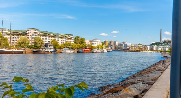 The chanal Sickla Kanal and lake Hammarby Sjö